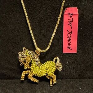 Betsey Johnson Gold and Yellow Horse Necklace